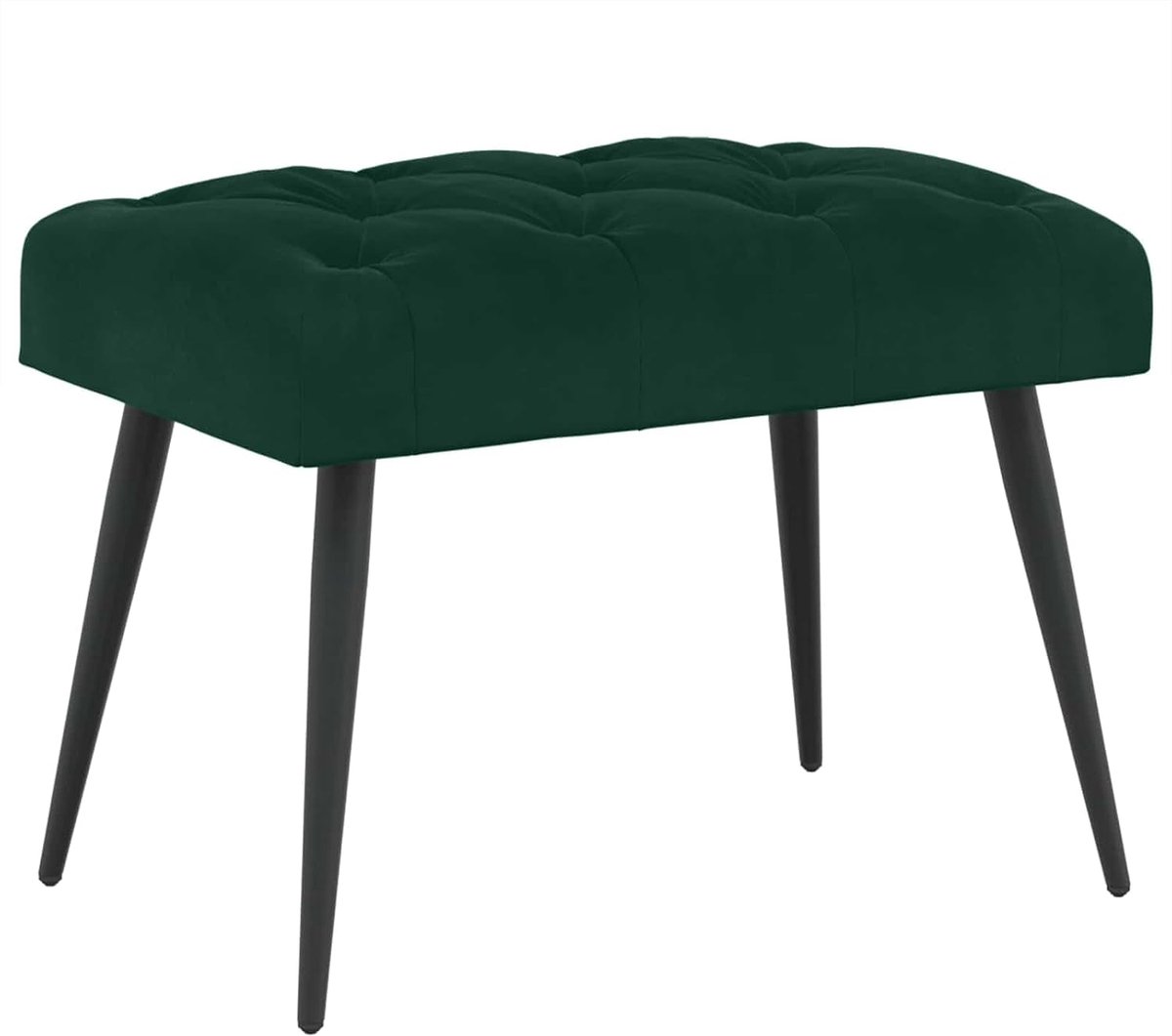 Gestoffeerde Bank - Zitbankje Fluweel - Extra Zitting - Gewatteerd Design - 60 x 40 x 45 cm - Donkergroen