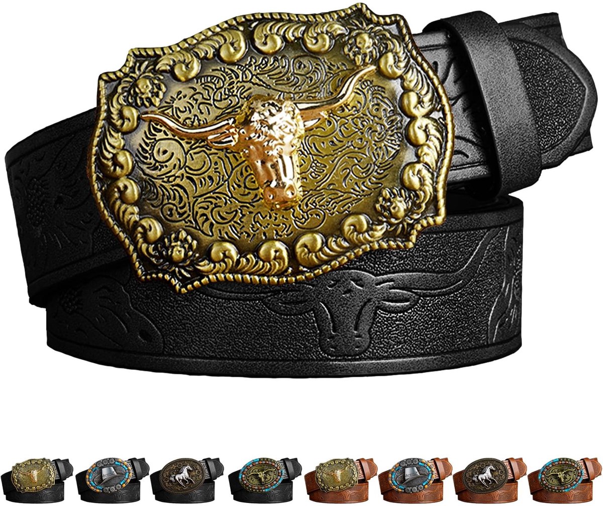 Dailygoods- Cowboyriem Authentiek Western-Design - Westernriem Heren - Riem met Gesp - Cowboy-Riem Dames - Cowboy-Accessoires - Verstelbare Maten 110/120/130 cm