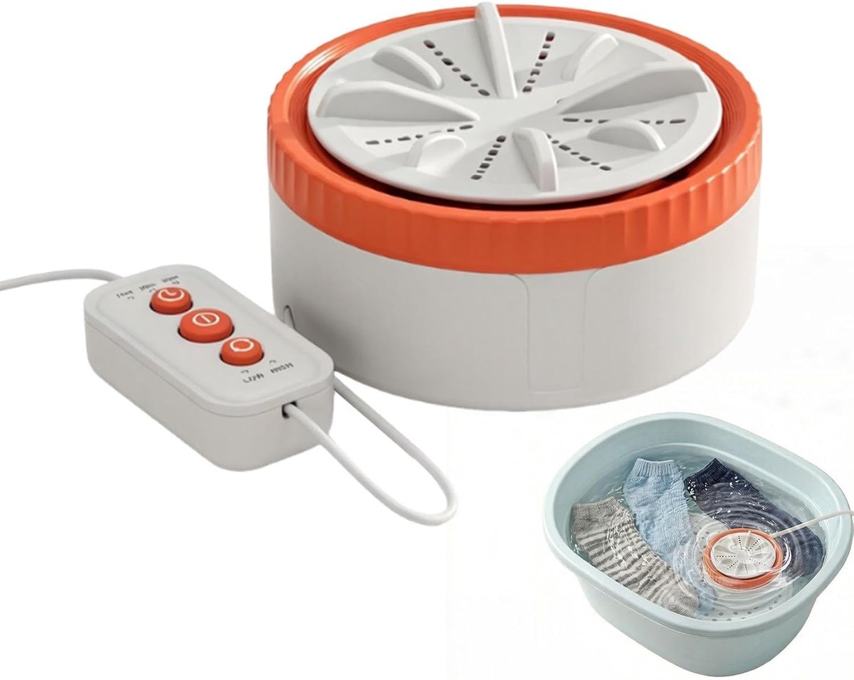 Mini Wasmachine Kledingwasser Reis Kleine Was USB Aangedreven Compact Formaat Oranje