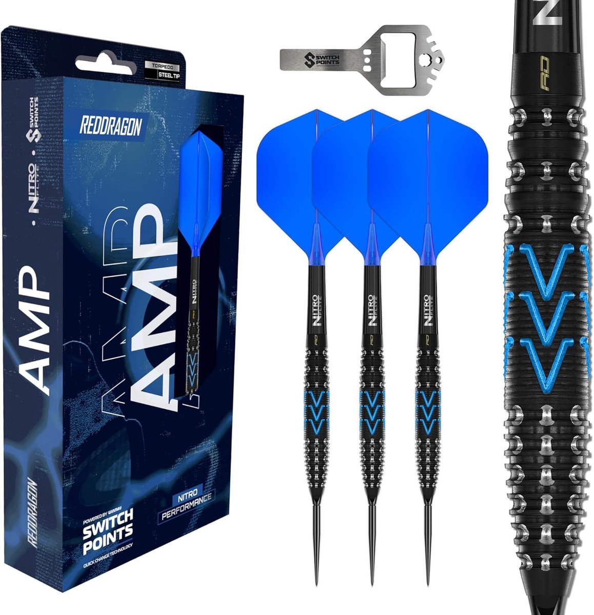 Dartpijlen Set - Wolfraam Darts - Precisie Werpen - Geïntegreerde Vlucht Schacht - 26 gram - Zwart Blauw