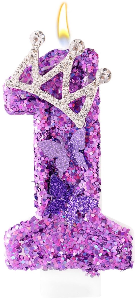Dailygoods- Verjaardagscijferkaarsen - Kroon Vlinder Taarttopper