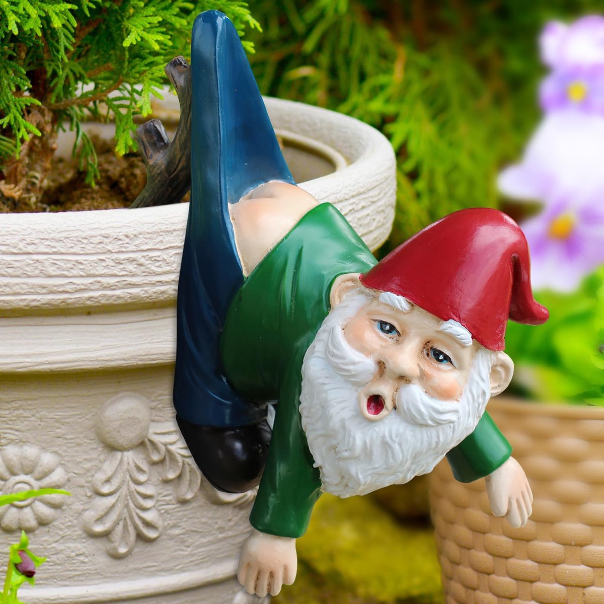 Dailygoods- Tuinkabouter Grappig - Hars Tuinkabouter - Decoratief Beeld - Bloempot - Tuinfiguren - Balkon Decoratie - Tuinbeeld