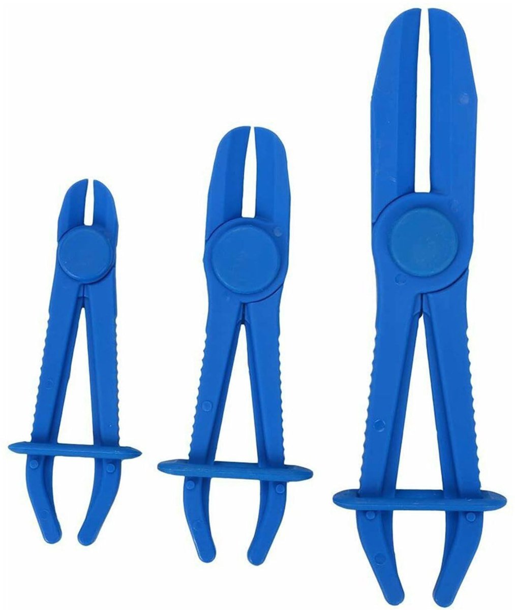 Dailygoods- Slangklemmen Assortiment 3 Stuks - Slangklemmen RVS - Slangklemtangenset - Geschikt voor Flexibele Slangen - Openingsbereik 0-65 mm - Blauw - Slangentang