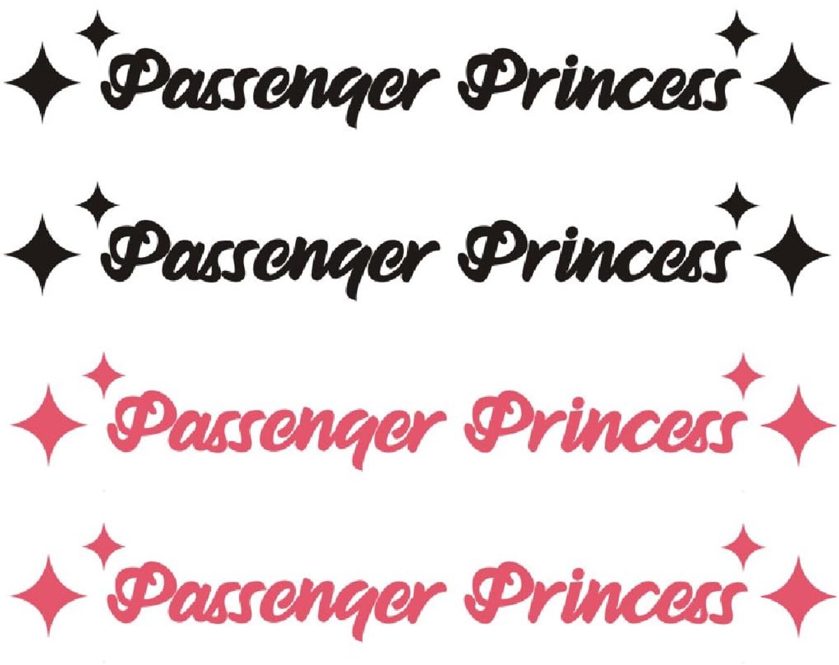 Dailygoods- Achteruitkijkspiegel Sticker - 4 Stuks - Grappige Auto Stickers - Waterdicht - Duurzaam - Decoratie voor Vrouwen - "Passenger Princess - Autosticker