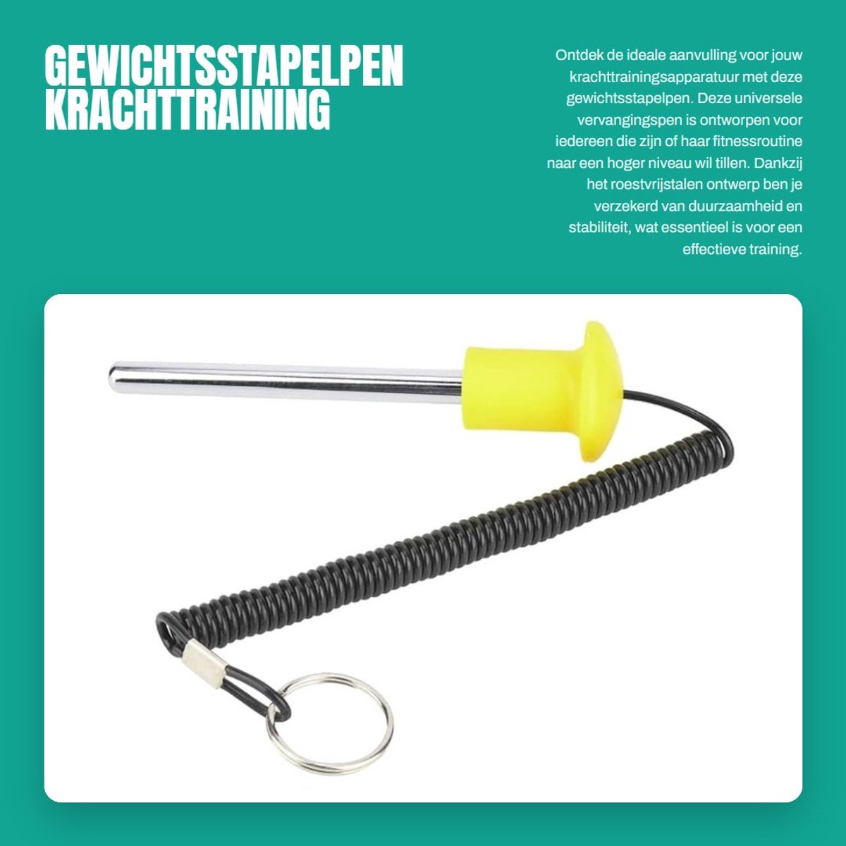 Dailygoods- Gewichtsstapelpen Corrosiebestendig - Magnetisch - RVS Schacht - Krachttraining - 10.9cm - Duurzaam en betrouwbaar - Gewichtspen