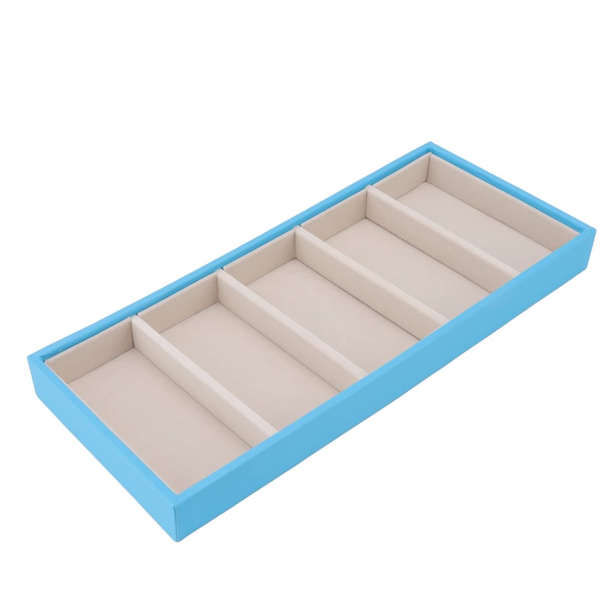 Dailygoods- Brillenkoker 5 Rasters - Brillenopbergdoos - Zonnebrilorganizer - Thuisorganisatie Accessoires - Modieus en Praktisch - Lichtblauw - Opbergdoos