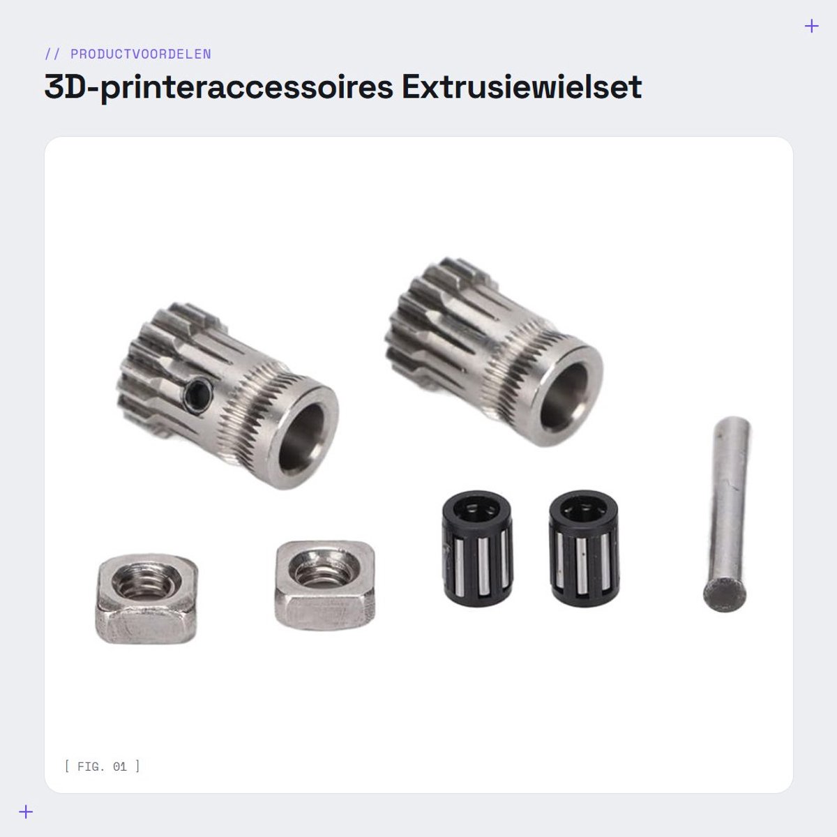 Dailygoods- Extrusiewielset Gehard Staal - Geschikt voor Prusa I3 - 7 Kleine Onderdelen - Duurzaam - Hoge Scherpte - Lange Levensduur - 3D-printer Onderdelen