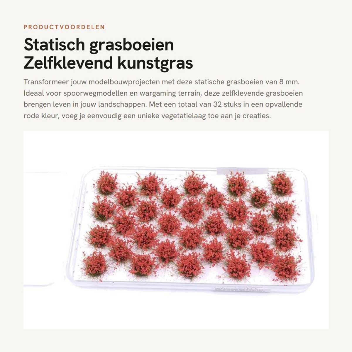 Dailygoods- Statisch Grasboeien 8 mm - Zelfklevend - Kunstgras Modellering - Wargaming Terreinmodel - 32 Stuks - 110 mm x 60 mm - Grasplanten