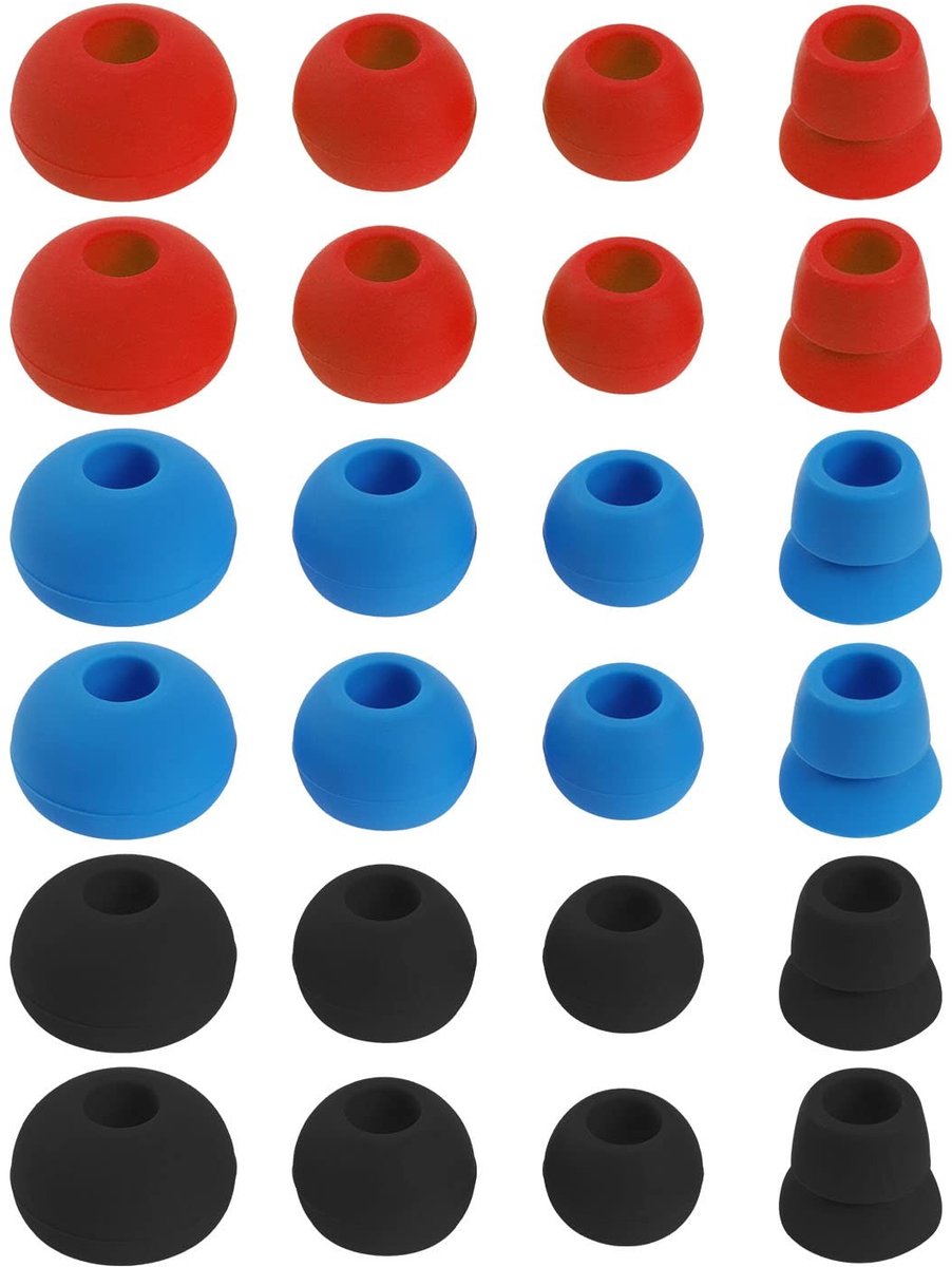 Dailygoods - Zachte Anti-Druppeloordopjes - Comfortabele siliconen oordopjes - 12 paar - Beschermhoes - 4 maten - Compatibel met Powerbeat 2/3 - Zwart...
