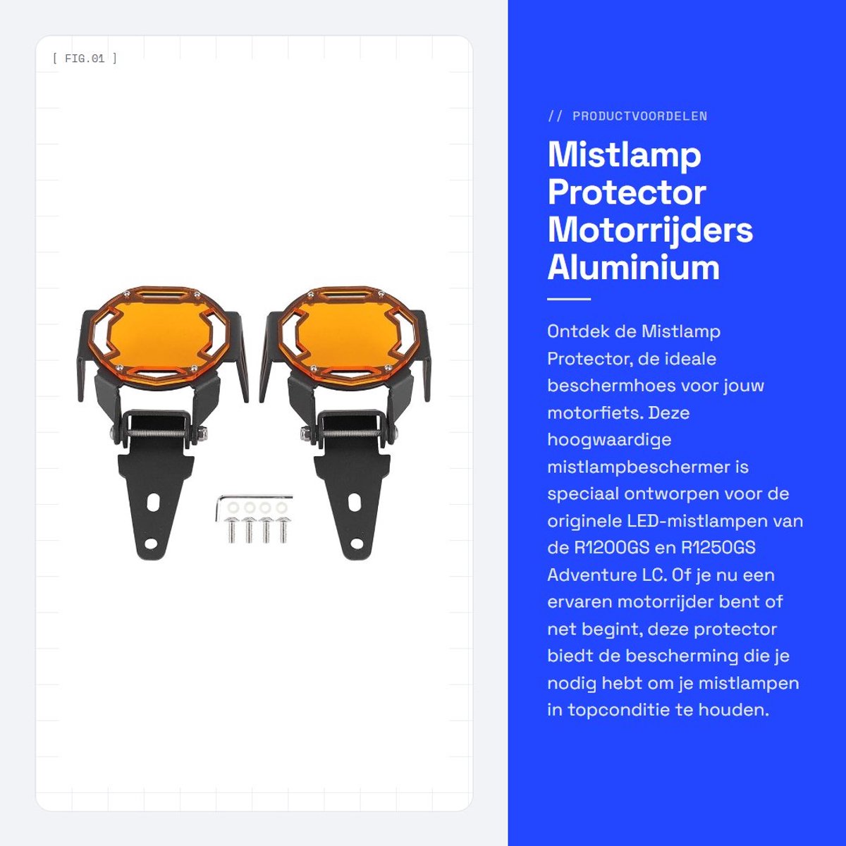 Dailygoods - Mistlamp Protector - Motorrijders - Aluminium Beschermhoes - Oranje - LED Lamp Protector - Geschikt voor R1200GS / R1250GS Adventure LC
