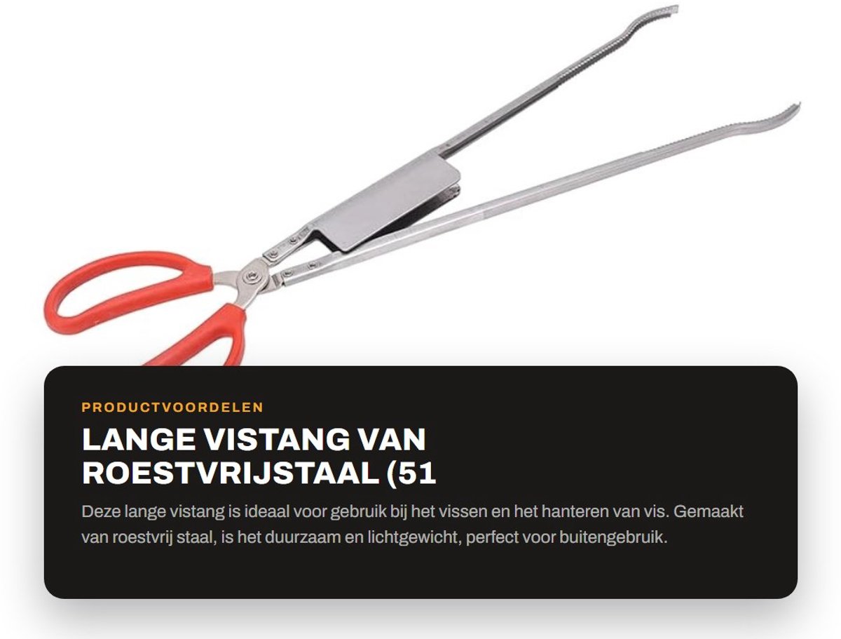 Dailygoods- Vistang 51 Cm - Roestvrijstalen - Lichtgewicht - Krabtang - Voor Buiten - Geschikt voor Visgrond - Visgereedschap