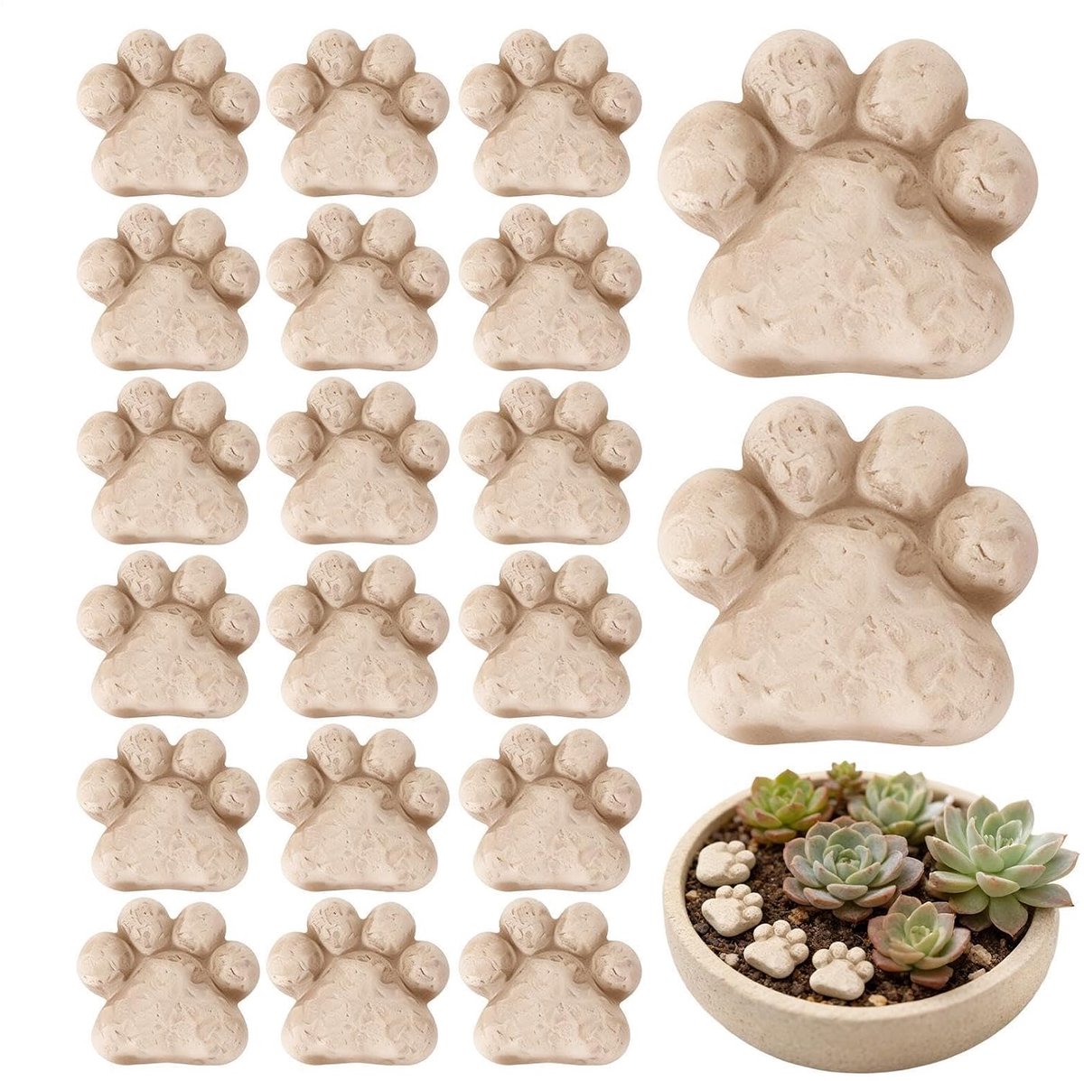 Decoratieve Stenen - Tuin Accessoires - Planten Verfraaien - Schattige Pootjes Vorm - 20 Stuks - Grijs