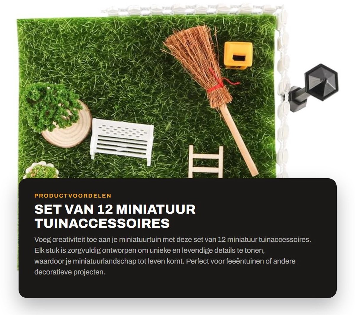 Dailygoods- Tuinaccessoires 12-delige set - Miniatuur Tuinmeubelen - Landschapssimulatie - Decoratie voor Miniatuurtuin - Creatieve Accessoires - Unieke Details