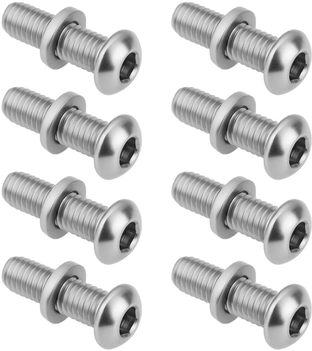 Dailygoods- Fietsrempaalbouten Set van 8 - M6x20mm Bouten - M6x10x2mm Ringen - Roestvrij Staal - V-brake/Cantilever Compatibel - Eenvoudige Installatie - Rembouten
