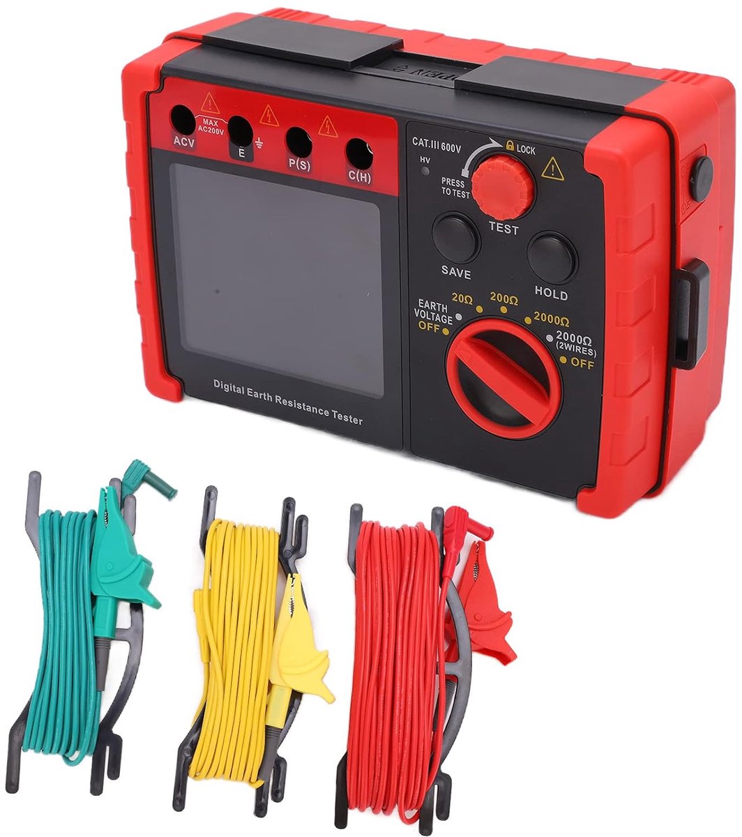 Isolatie-aardingstester - Grondweerstandsmeter - Elektrisch Testen - Betrouwbare Resultaten - 200VAC 400VAC - Grijs