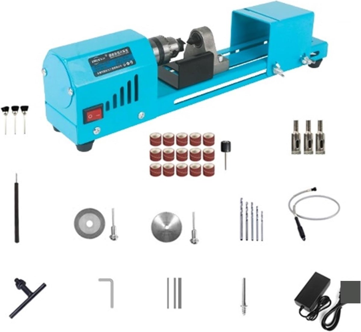 Sieraden polijstmachine - Mini draaibank - Kralen maken - 7 snelheidsniveaus - 150W - Blauw