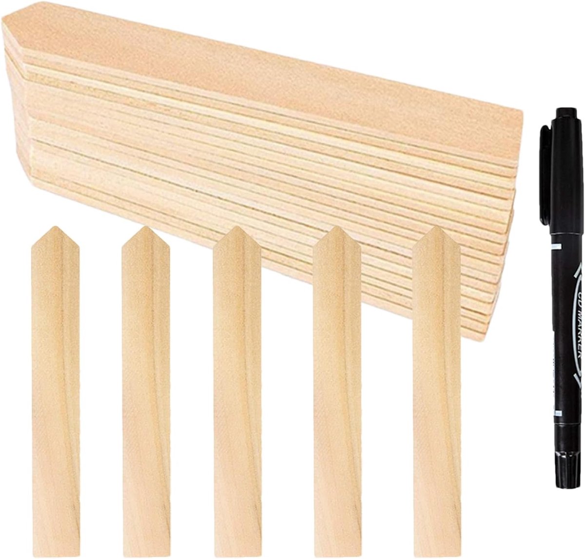 Plantenlabels Stokken - Tuinetiketten Houten - Planten Identificeren - Waterdicht en Duurzaam - 50 Stuks - Natuurlijk Hout