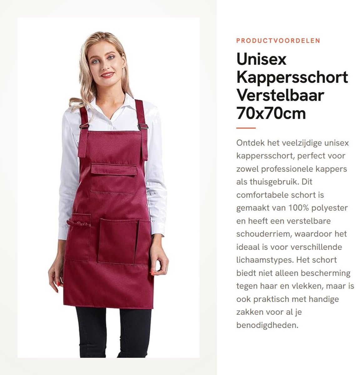 Vt Goods - Unisex Kappersschort - Verstelbaar - 70x70cm