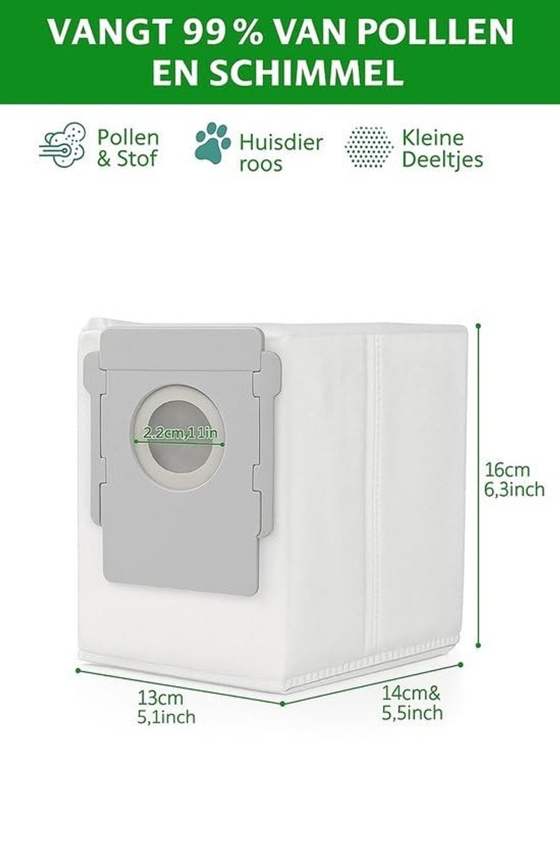 Dailygoods- Stofzuigerzakken Geschikt Voor iRobot Roomba - 12 Stuks - Automatische Vuilafvoer - Synthetisch - Perfecte Pasvorm - Stofdicht - Stofzuigerzak
