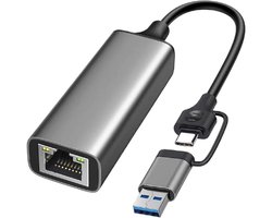Ethernet Adapter - Netwerk Adapter - Stabiel Internet - 1000 Mbps Snelheid - Compact Formaat - Zwart