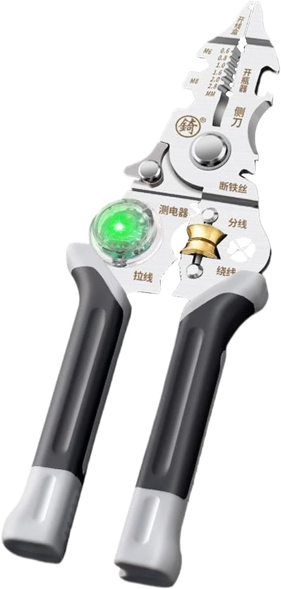 Elektrische Striptang - Krimptang Striptang - Kabels Bewerken - Met Spanningsdetector - 20.5 cm - Groen