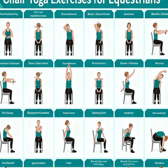 Stoel Yoga Poster - Oefenschema Fitness - Senioren Bewegen - Meer dan 30 Posities - 40 x 60 cm - Blauw — afbeelding 3
