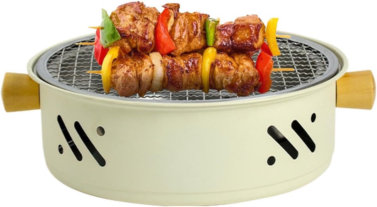 Draagbare Tafelgrill Kleine BBQ Buiten Koken Compact en Lichtgewicht 27.8 cm Diameter Zwart