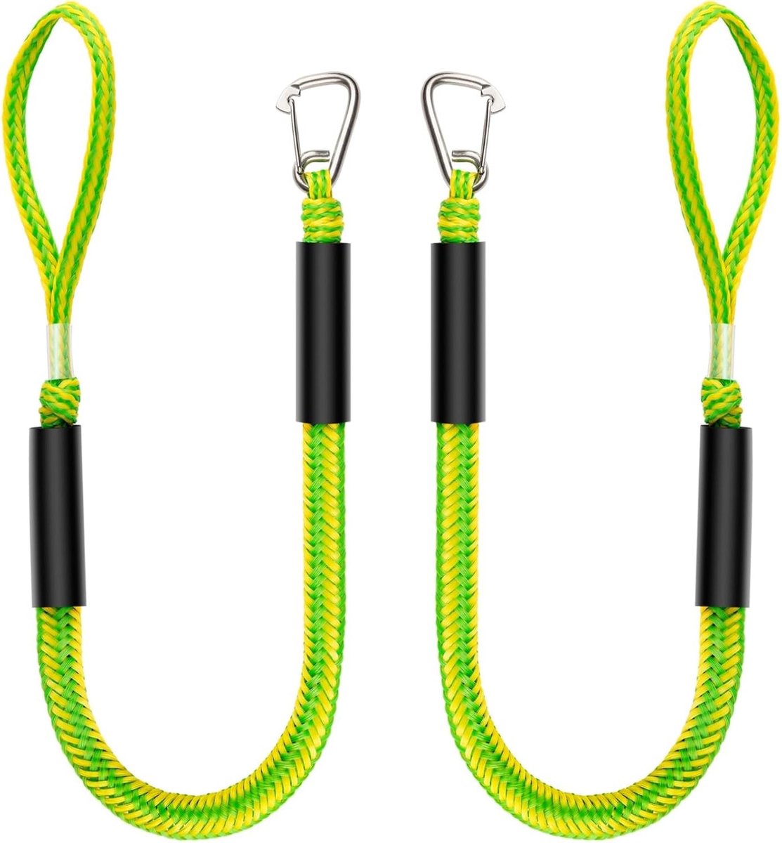 Boot Bungee Lijnen - Aanleg Touwen - Veilig Aanmeren - Schokabsorberend Elastiek - 2 Stuks - Groen Geel