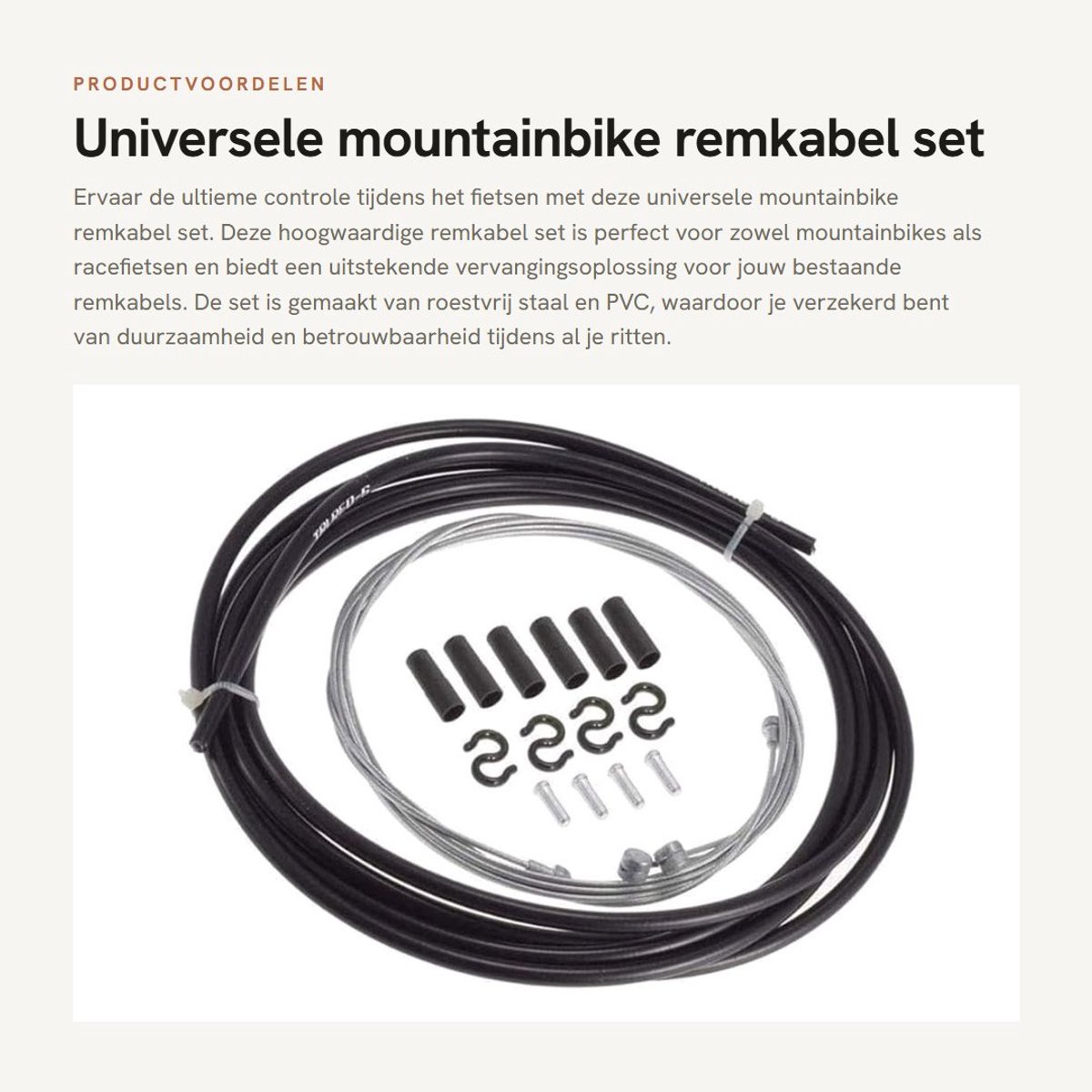 Dailygoods- Remkabelset Duurzaam - Remkabel Fiets - Behuizing PVC - Kabels 2,5m - Achter/Voorkant - Inclusief Caps - Fietsremkabel
