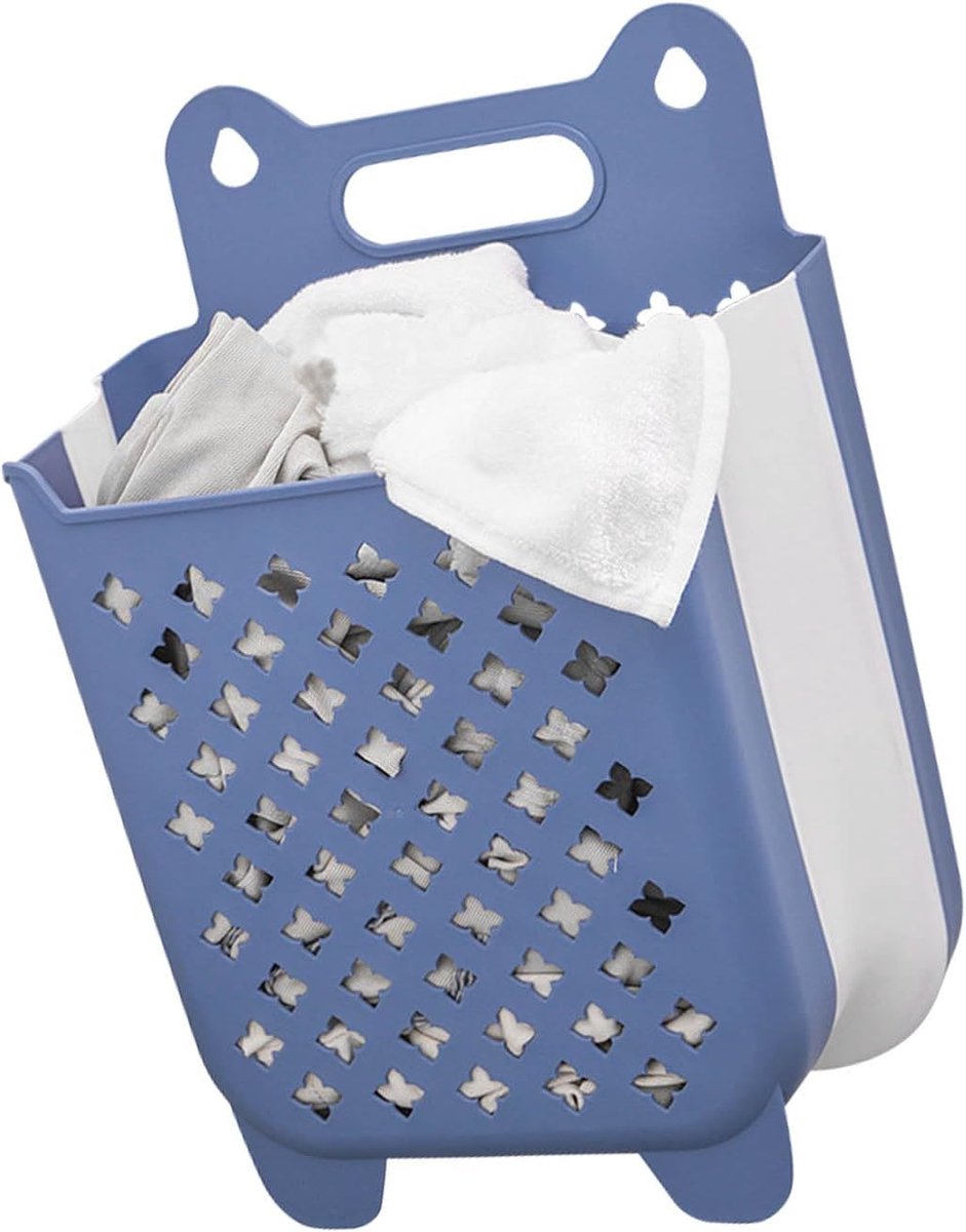 Wasmand Vuile kleren organizer Ruimte Besparen Opvouwbaar aan muur 38 x 30 x 9 cm Blauw