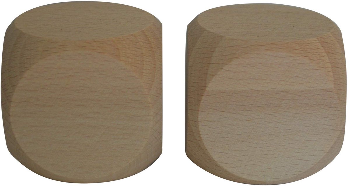 Dailygoods- Houten Dobbelstenen 5 x 50 mm - Eco-vriendelijk - Zeszijdig - Blank Hout - Handgemaakt - Perfect Cadeau