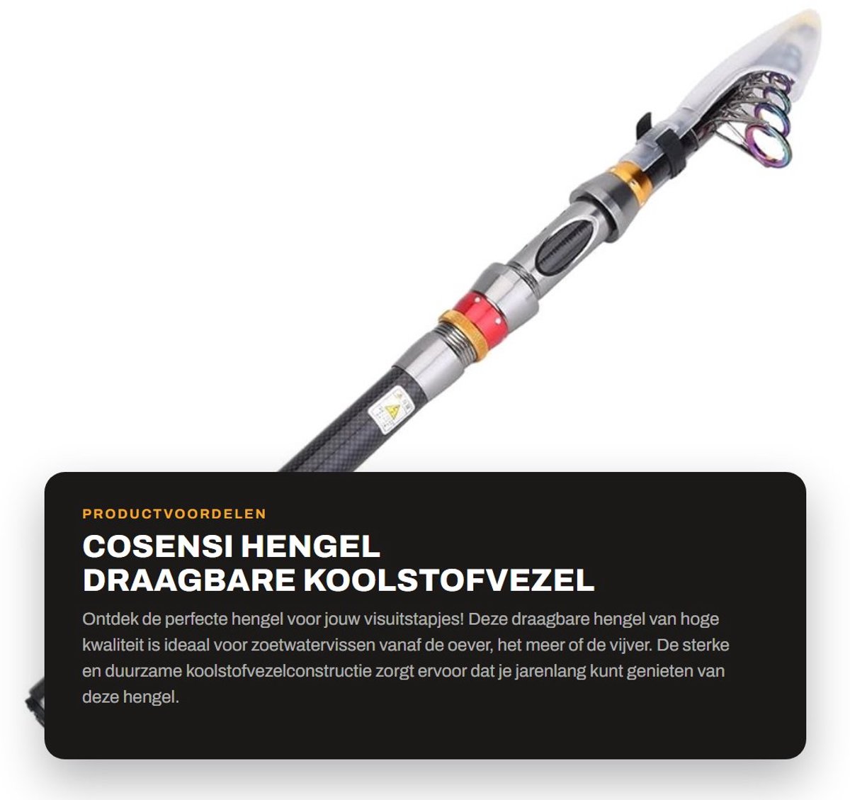 Dailygoods- Hengel Koolstofvezel - Draagbare Hengel - Zoetwatervissen Accessoire - Sportvissers - Hoogwaardige Materialen - Duurzaam Ontwerp - Visserijhengel