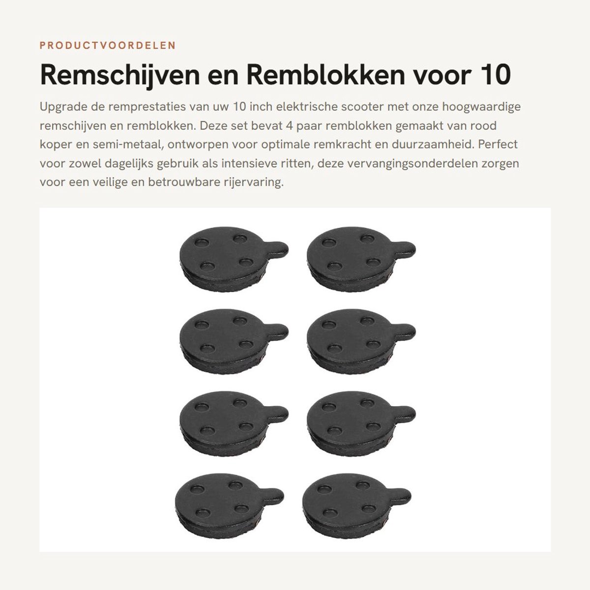 Dailygoods - Remschijf set - remschijf 10 inch - remblok vervangende onderdelen - semi-metalen kwaliteit - geschikt voor elektrische scooter
