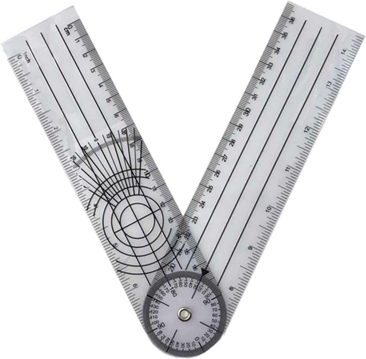 Geometrie Meetliniaal - Vouwliniaal Gradenboog - Nauwkeurig Meten - Multi-hoek Instelbaar - 140 Mm - Mat
