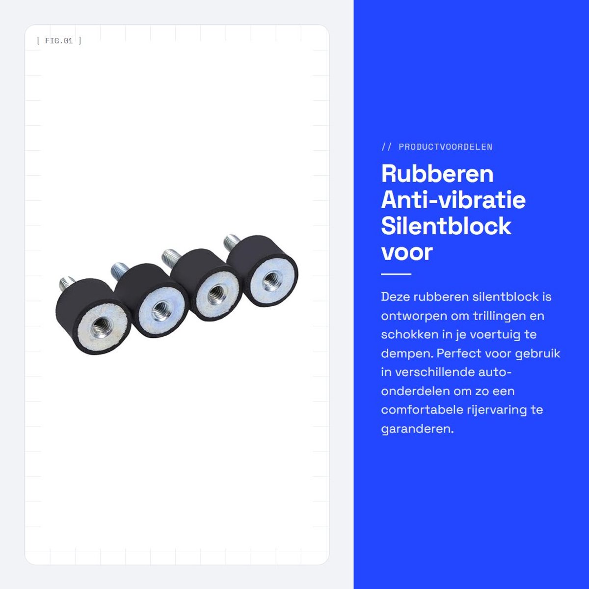 Dailygoods- Silentblock Antivibratie - Rubberen Isolator - Dempingselement - Geschikt voor Luchtcompressoren - Diesel/Benzinemotoren - Schokabsorberend - Trillingsisolator