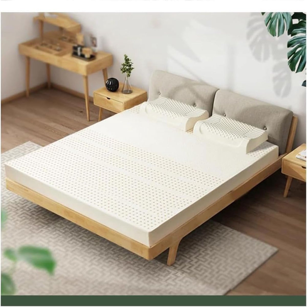 Natuurlijke Latex Matras - Topper Matras - Ontspannen Slapen - Gezondheidsvriendelijk Materiaal - 100 x 220 cm - Wit