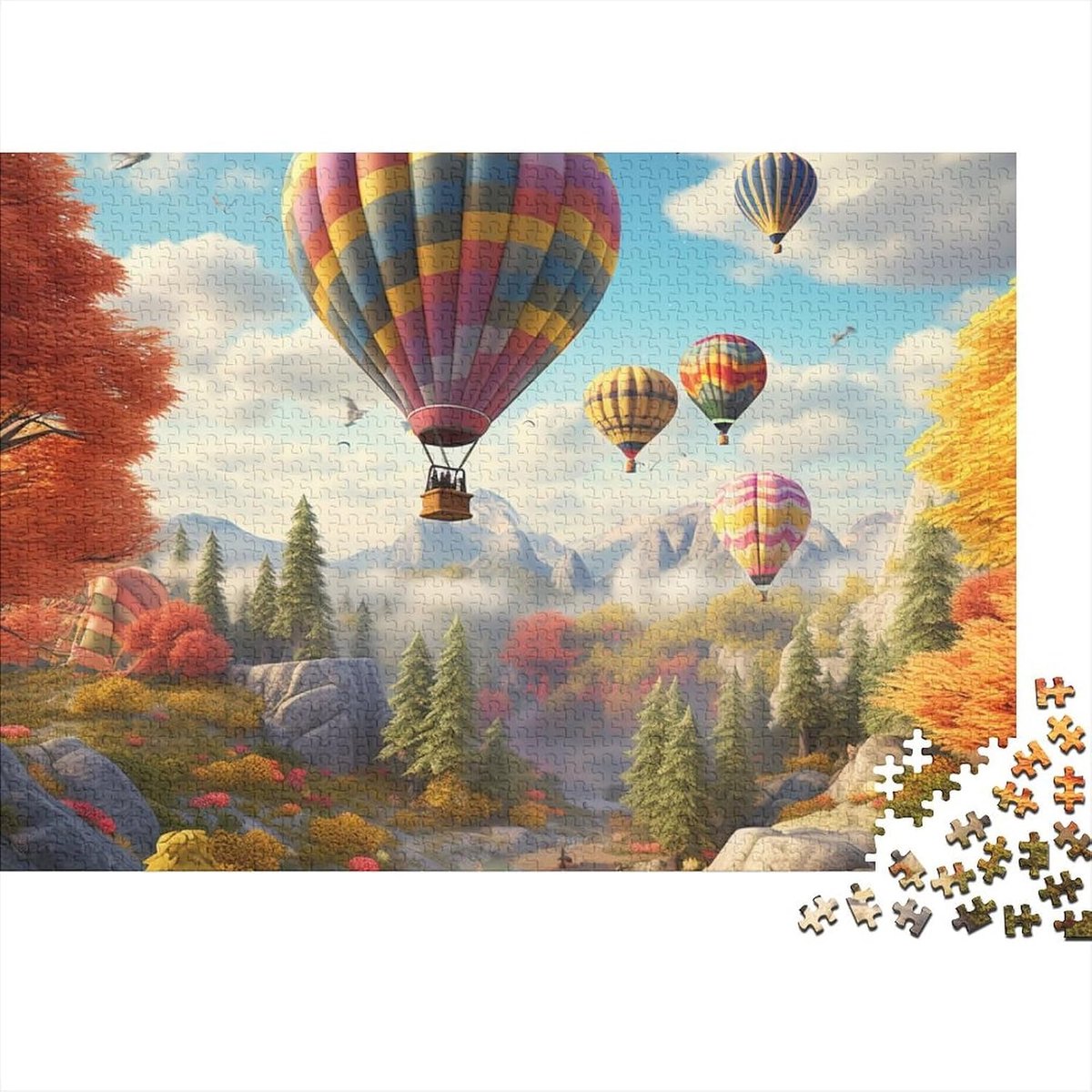 Heteluchtballon Puzzel - Denkspel - Ontspanning thuis - Bonus poster - 1000 stukjes - Kleurrijk