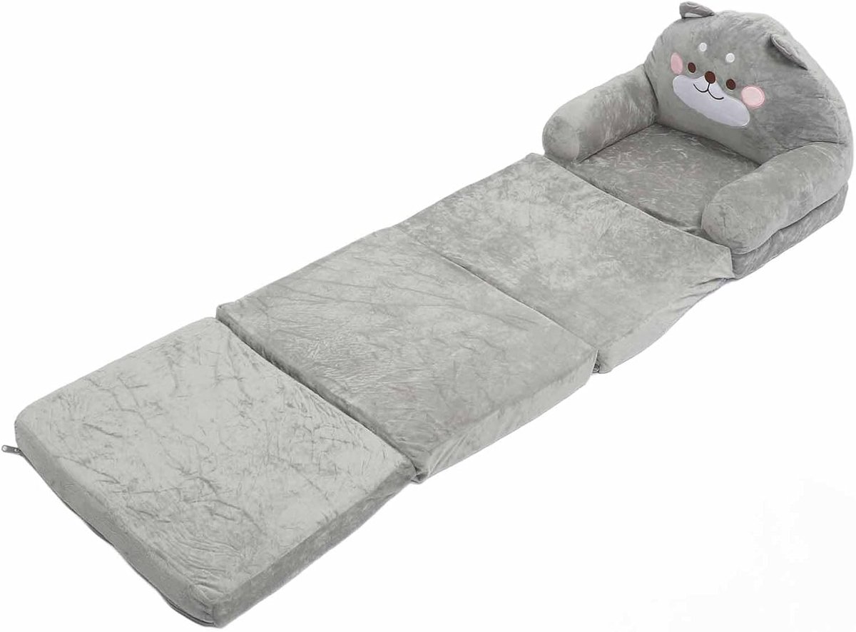 Kinderbank - Kinderslaapbank - Spelen en relaxen - 2-in-1 ontwerp - 50 x 32 x 31 cm - Grijs