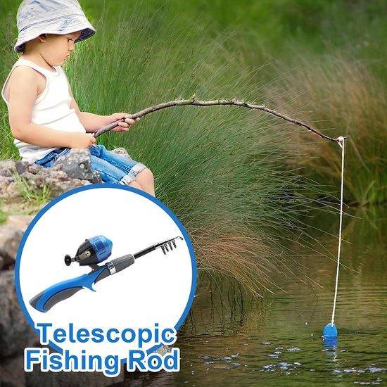 Junior Hengel - Telescopische Visuitrusting - Beginners Vissen - Compact Opvouwbaar - 160 cm - Blauw — afbeelding 2