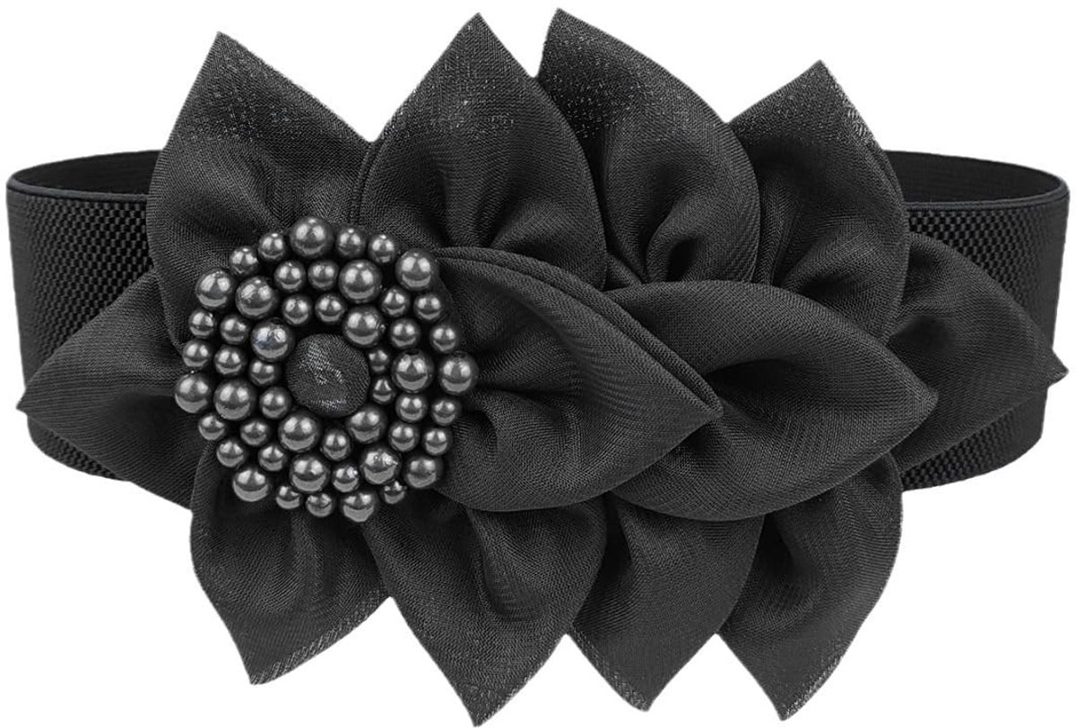 Dailygoods- Elastische Riem 6 cm Breed - Verstelbare Tailleband - Bloemendecoratie - Damesriem - Cosplay Accessoire - 3 Maten Beschikbaar
