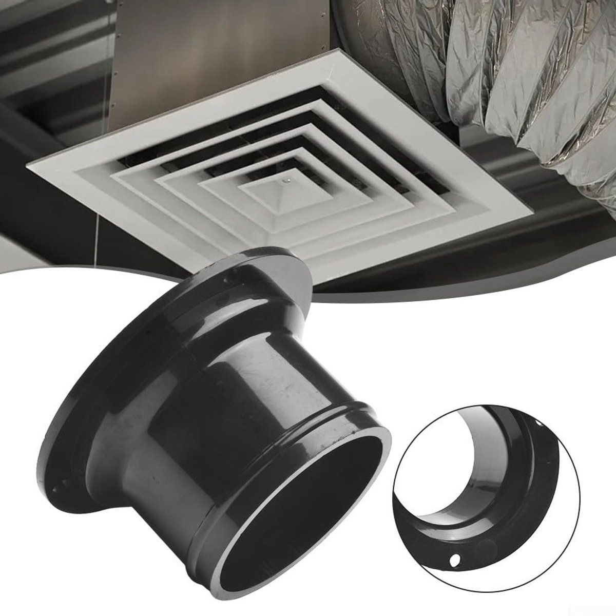 Dailygoods- Kanaalaansluitflens 160 mm - Rechte Buisflens - Ventilatiekanaal - Afzuigkap - Wandmontage - Hoogwaardig ABS - Ventilatieflens