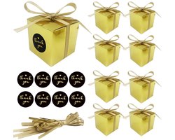 Dailygoods - DUGYIRS 50 Stuks Gouden Geschenkdozen Snoep Dozen 7.6x7.6x7.6cm Favor Geschenkdozen met Linten voor Bruiloft, Babyborrel, Verjaardag