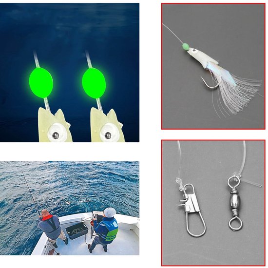 Dailygoods- Visgerei 15Pcs Lichtgevend - Zeevis Hoofd Haak - Gloeiende Haak - Plastic Aas Kit - Duurzaam - Flexibel - Geschikt voor Kabeljauw - Vishaak van Dailygoods — afbeelding 4
