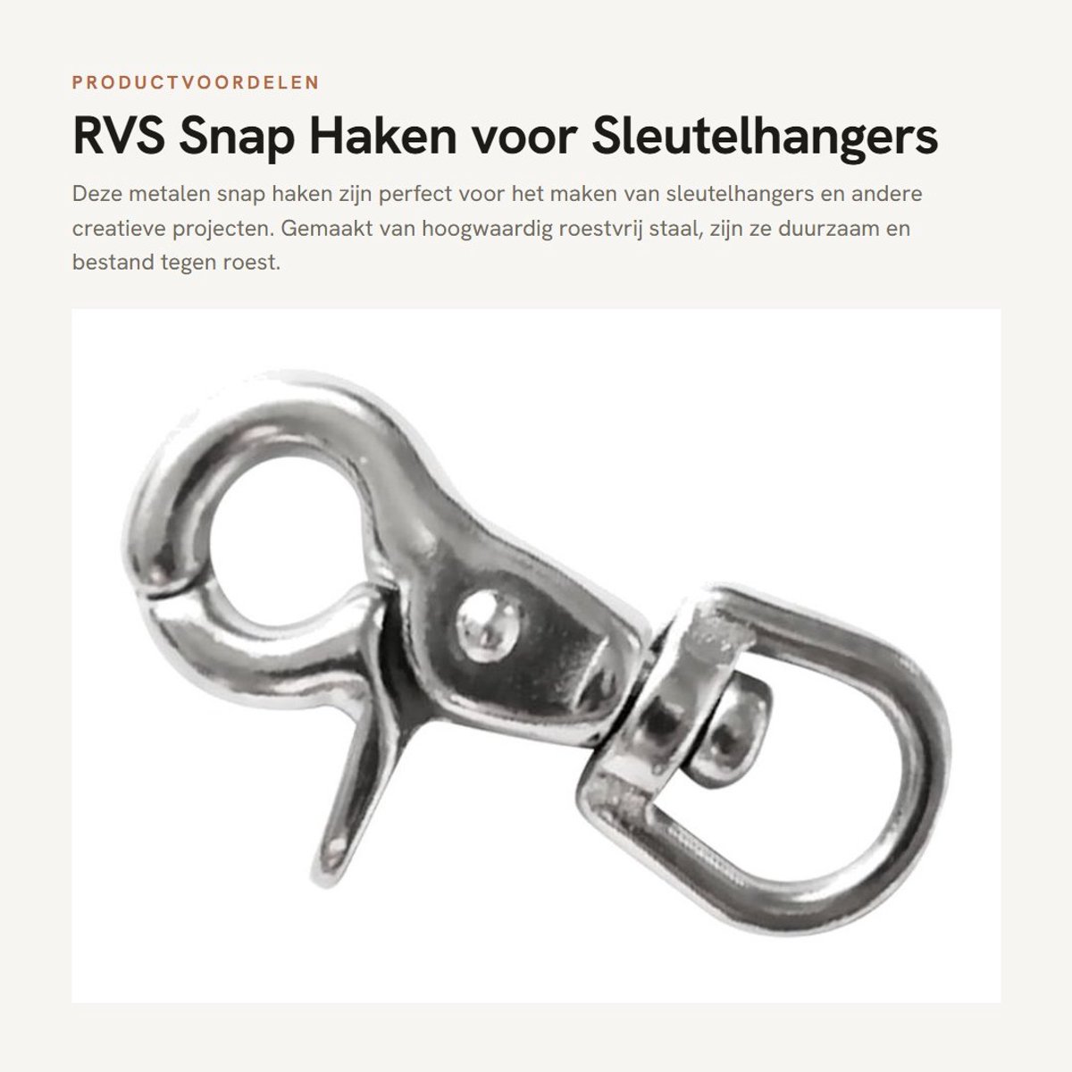 Dailygoods- Snap Haken 304 RVS - Draaibare Sluiting - Kreeftclip - Sleutelhanger Accessoire - Antiroest - Sterke Veerbelaste Snappoort