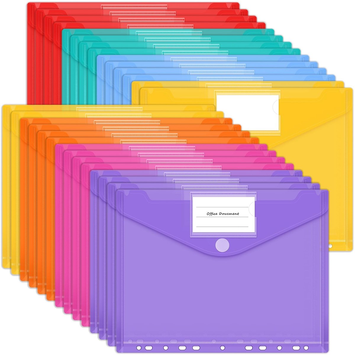 Dailygoods- Documentenmap A4 28 Stuks - Documentenhouder - Dossiermap - Sorteermap - Etikettenvak - Klittenbandsluiting - Flexibel en veilig. - Documentenvak