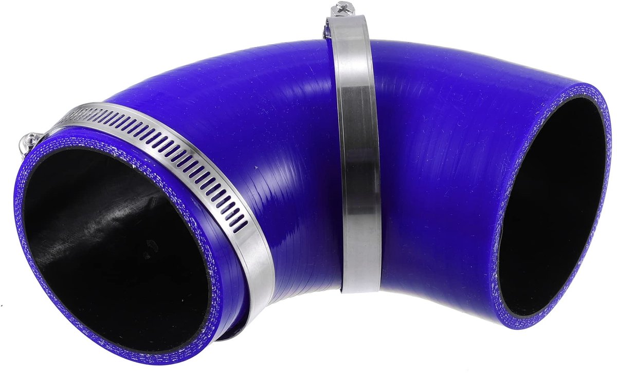 Dailygoods- Silicone Reducer 90 Graden - 76mm / 3" Binnendiameter - Slang Koppeling - Universele Pasvorm - Blauw - Kwaliteitsmateriaal