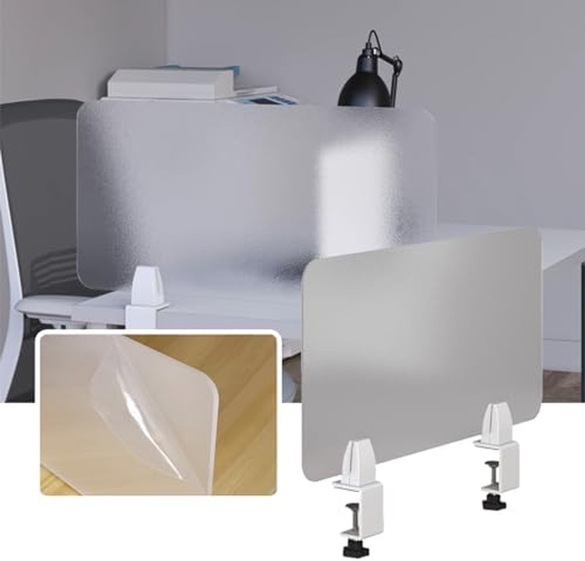 Akoestische Scheidingswand - Kantoorscherm Bureau - Privacy Creëren - Draagbaar Ontwerp - 60 x 30 cm - Mat Translucide