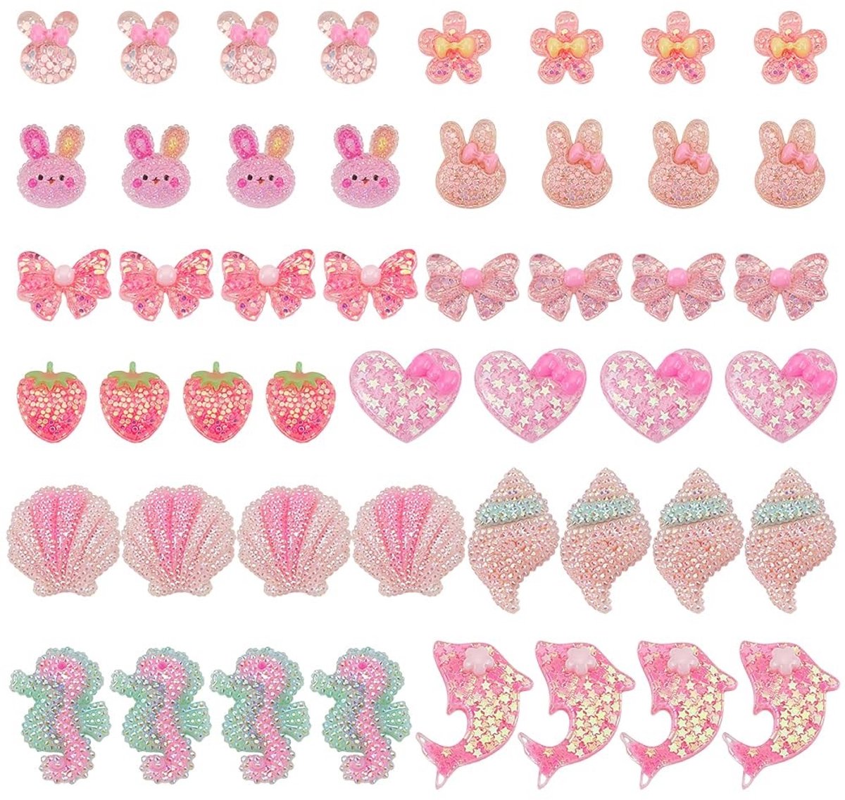 Dailygoods- Cabochons 48 Stuks - Kunsthars - Glitter - Sieraden Maken - Scrapbooking - Decoratie - 12 Stijlen