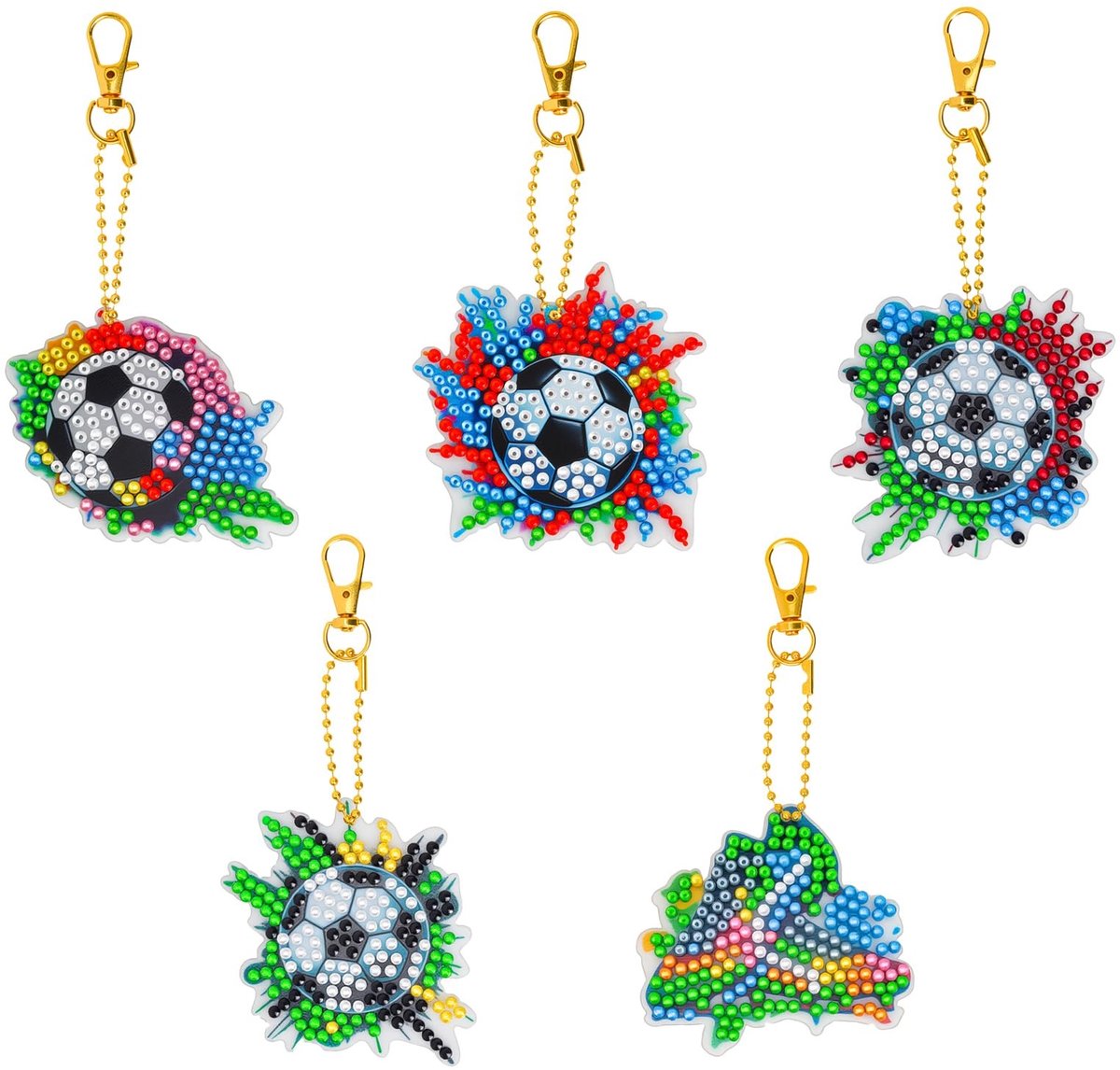 Dailygoods - Diamond Painting Sleutelhangerset Voetbal - Creatieve Knutselset voor Kinderen