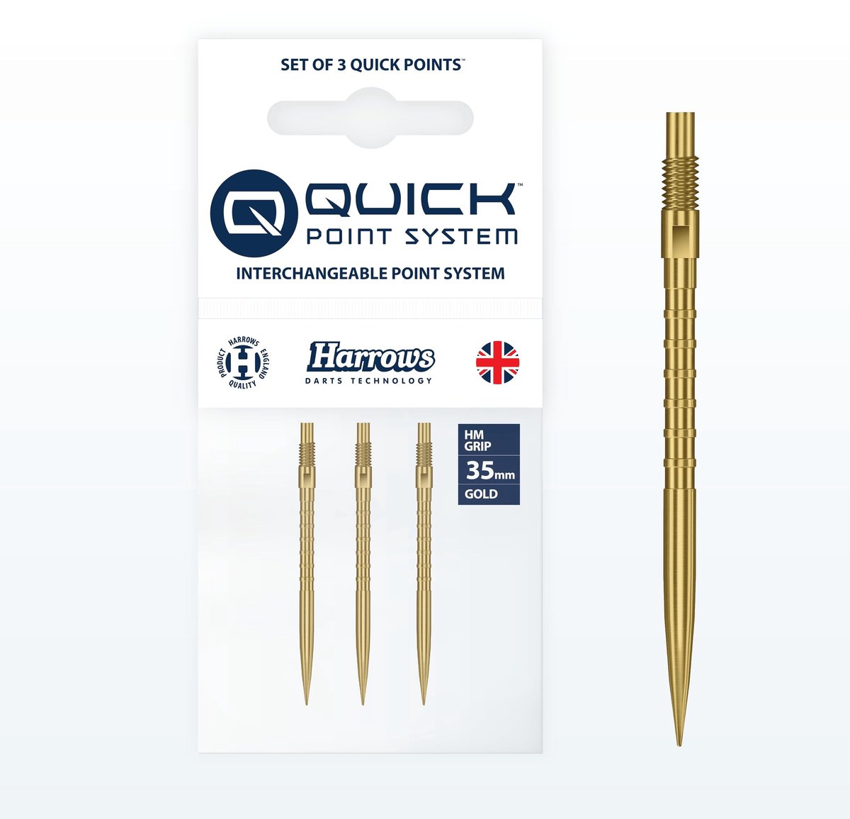 Dailygoods- Dartpunten 35 mm - Quick Points Systeem - Vingergreepringen - Gouden Dartpunten - Steeltip Dartpunten - Snelle Pointswaps - Dartpijlen